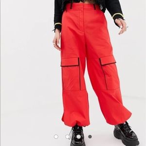 The Ragged Priest Red Combat Bite Pants